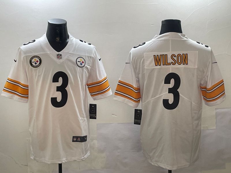 Men Pittsburgh Steelers #3 Wilson White Second generation 2024 Nike Limited NFL Jersey style 01041->pittsburgh steelers->NFL Jersey